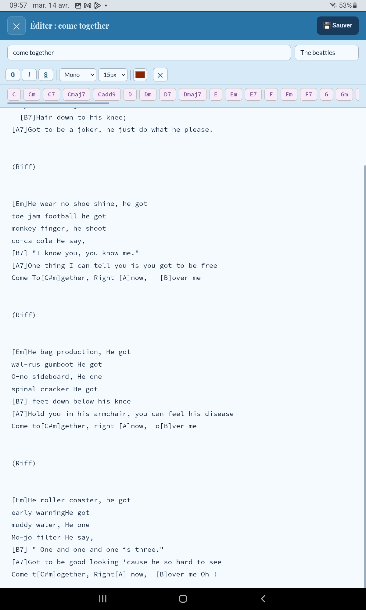 Édition chanson Android